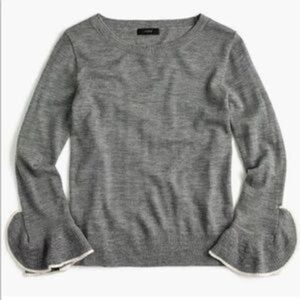 [J. Crew] Ruffle Sleeve Crewneck Sweater